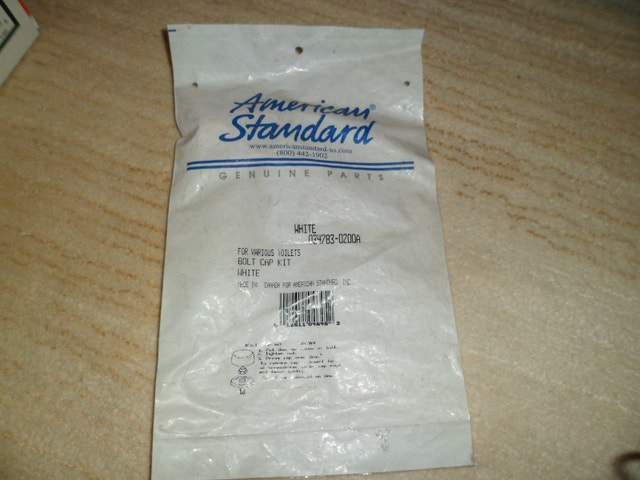 Genuine American Standard 034783-0200A toilet bolt cap kit white