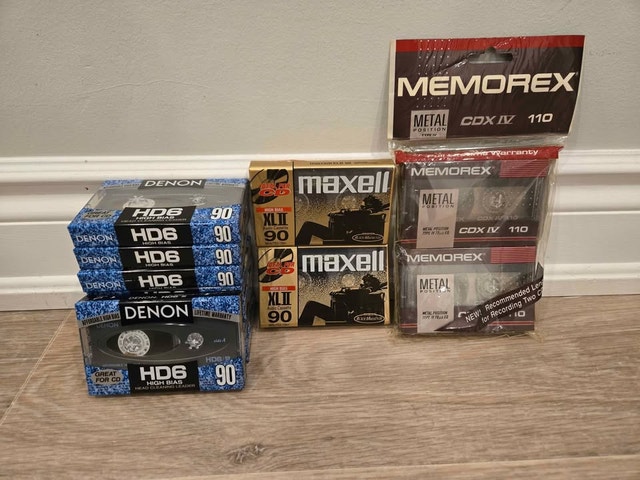Brand New High Bias Audio Cassettes - Maxell, Denon, Memorex