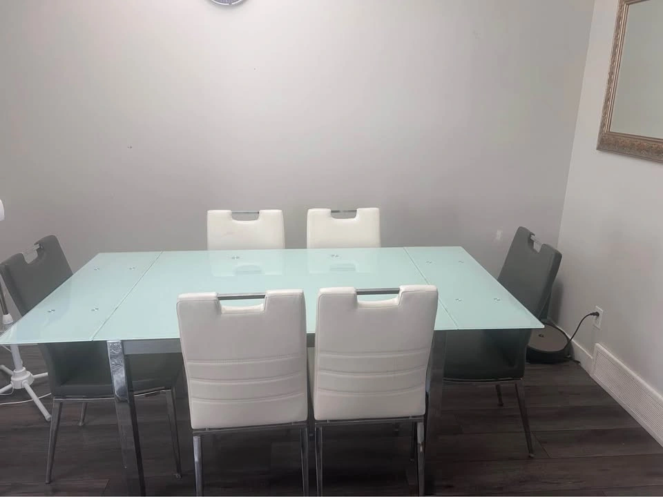 Modern Glass Dining Table with 6 Chairs – Foldable & Adjustable - photo 2