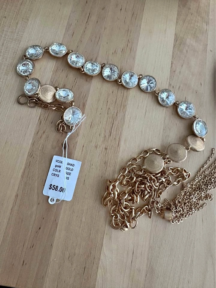 New Crystal Gold Chain Belt – Never Worn, Original Tag On