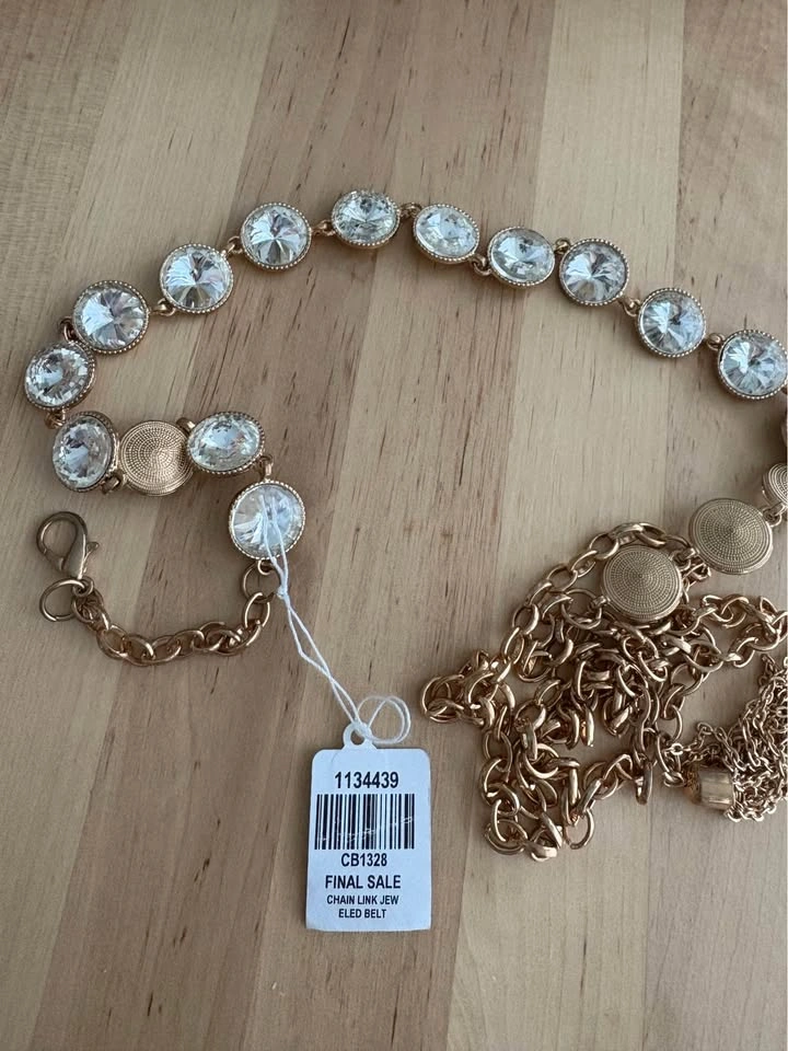 New Crystal Gold Chain Belt – Never Worn, Original Tag On - photo 2