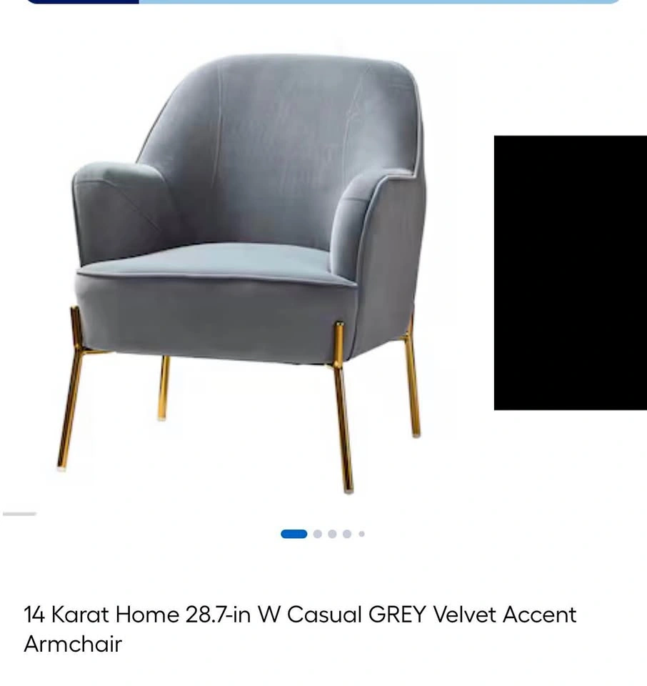 Velvet Armchair with Golden Metal Legs