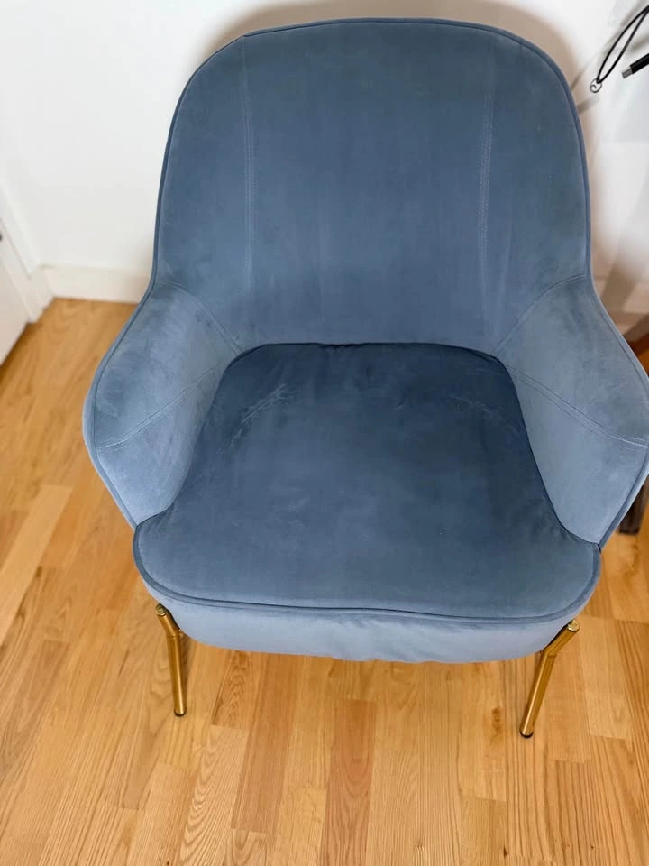 Velvet Armchair with Golden Metal Legs - photo 2