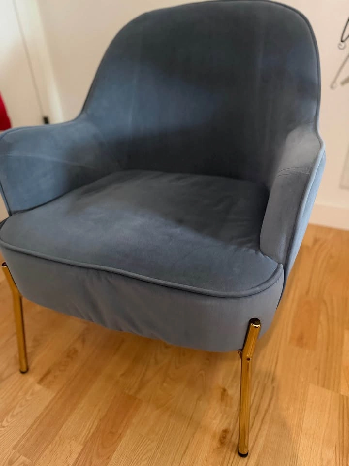Velvet Armchair with Golden Metal Legs - photo 3