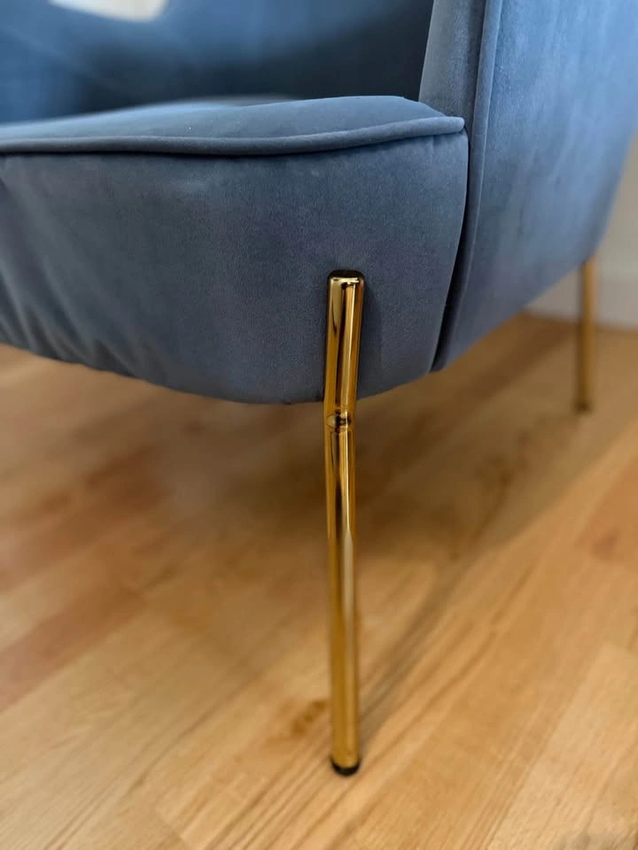 Velvet Armchair with Golden Metal Legs - photo 4