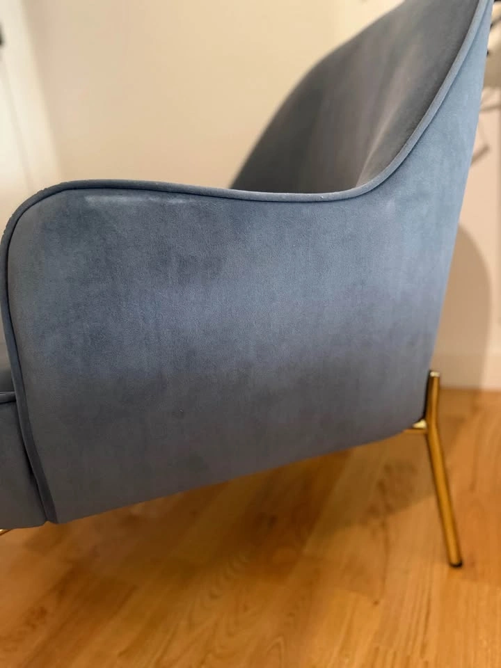 Velvet Armchair with Golden Metal Legs - photo 5