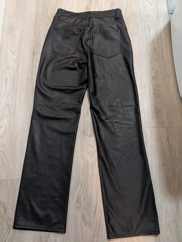 H&M Black Faux Leather Wide Leg Pants - Size 6 - photo 2