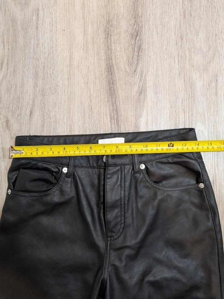 H&M Black Faux Leather Wide Leg Pants - Size 6 - photo 5
