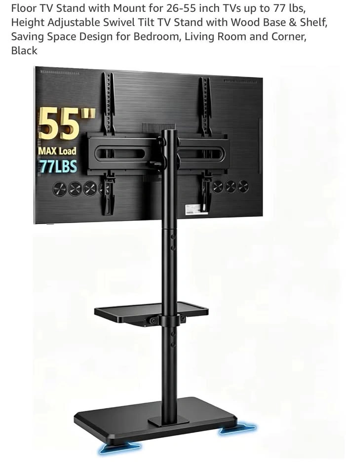 Floor TV Stand with Mount for 26"-55" (Black)