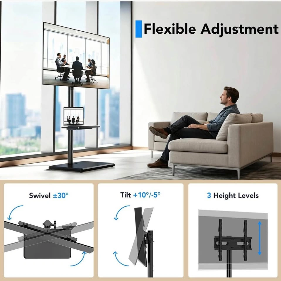 Floor TV Stand with Mount for 26"-55" (Black) - photo 3