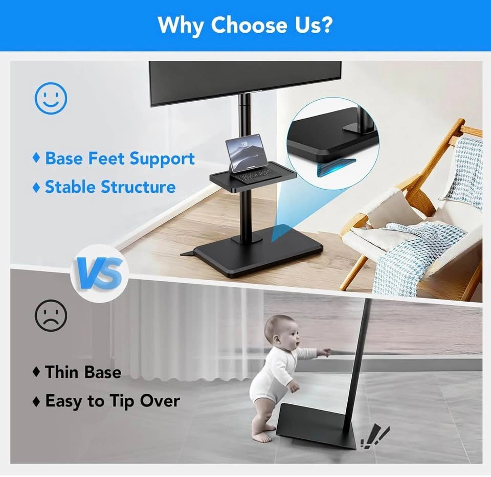 Floor TV Stand with Mount for 26"-55" (Black) - photo 4