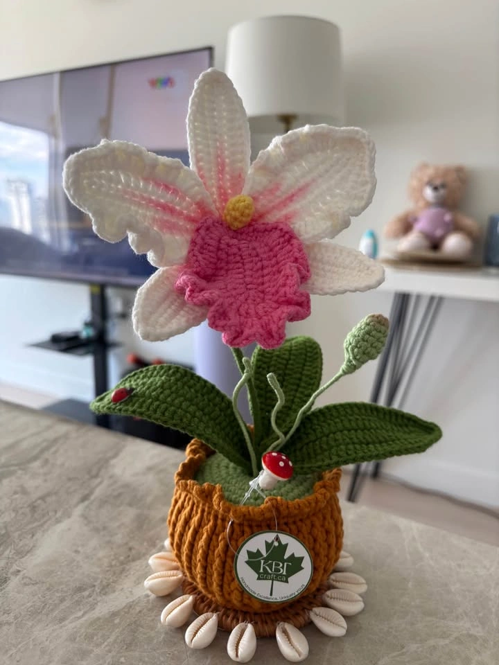 Handmade Crochet Orchid Pot – Beautiful Gift & Decor - photo 2