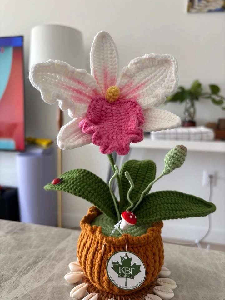 Handmade Crochet Orchid Pot – Beautiful Gift & Decor - photo 3