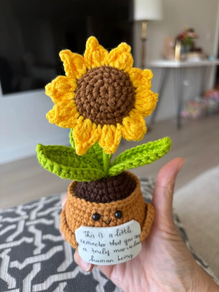 Handmade Crochet Sunflower Pot – Perfect Gift! - photo 2