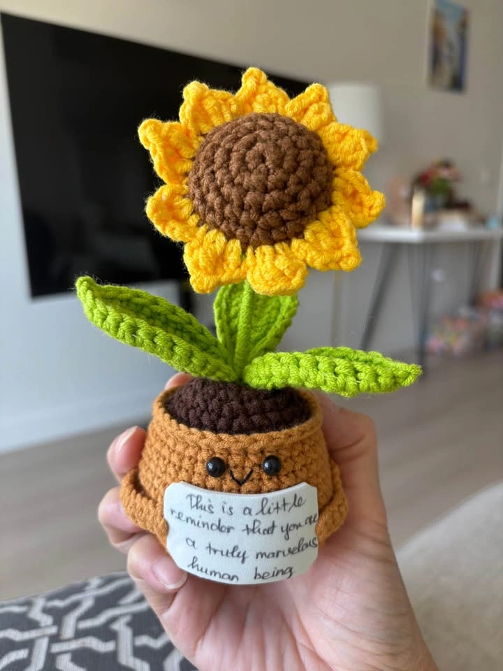 Handmade Crochet Sunflower Pot – Perfect Gift! - photo 3