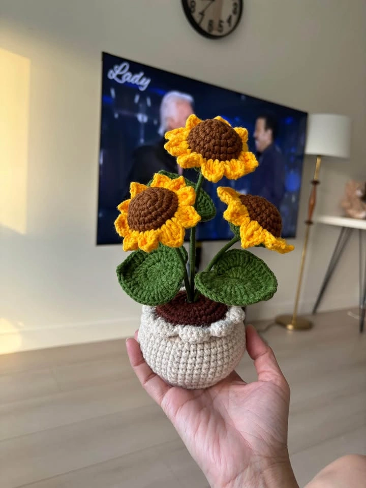 Handmade Crochet Sunflower Pot – Perfect Gift! - photo 5