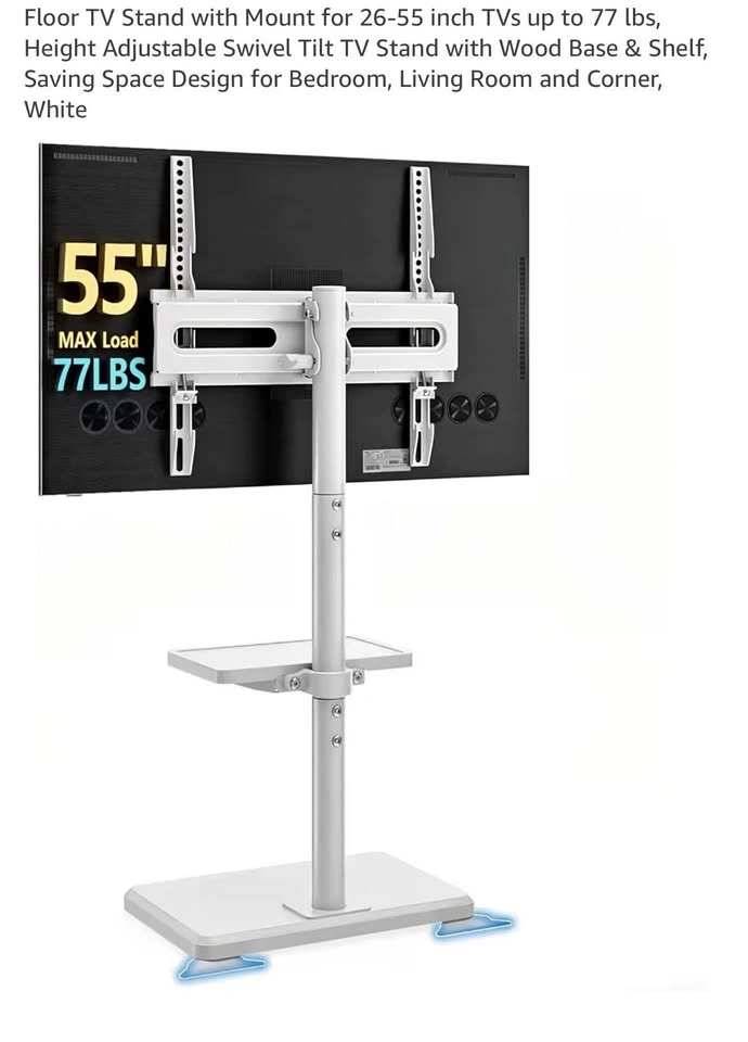 Floor TV Stand with Mount for 26"-55" (White)