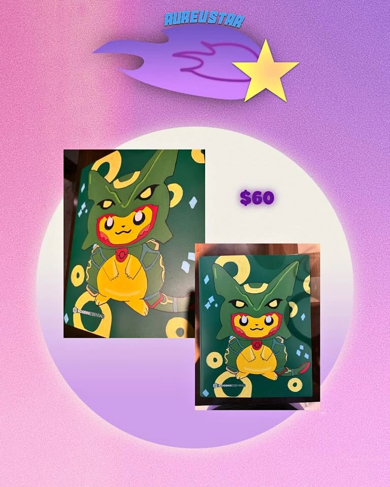 Pikachu Poncho: Rayquaza 9 Pocket Hand Painted Binder