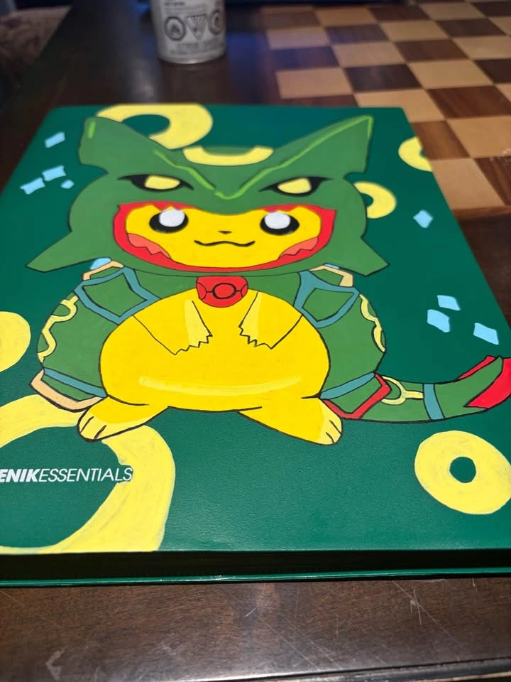 Pikachu Poncho: Rayquaza 9 Pocket Hand Painted Binder - photo 3
