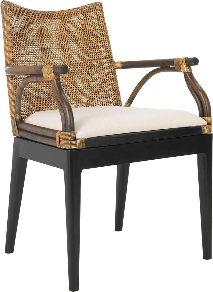 Set of 4 New Safavieh Gianni Rattan Tropical Arm Chairs - photo 3