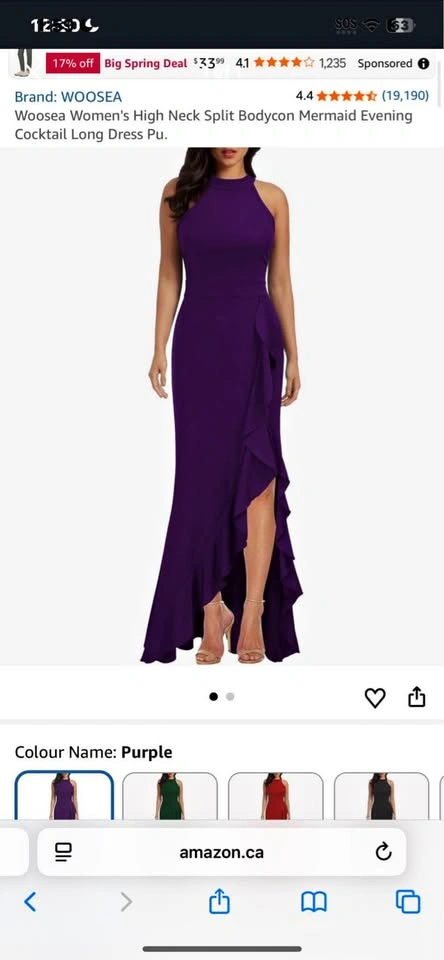 Woosea Women's High Neck Split Bodycon Mermaid Evening Dress