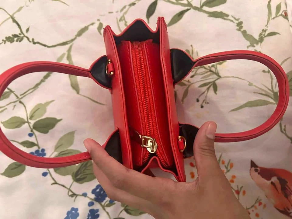 Red Mini Handbag with Crossbody Strap