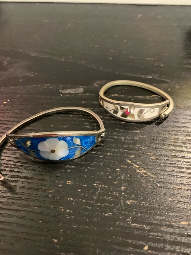 Mexican Silver Enamel Bracelets