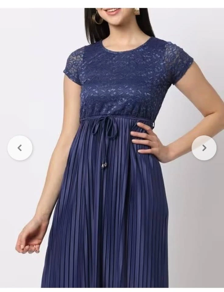 New Lace Pleated Satin Dress - photo 4