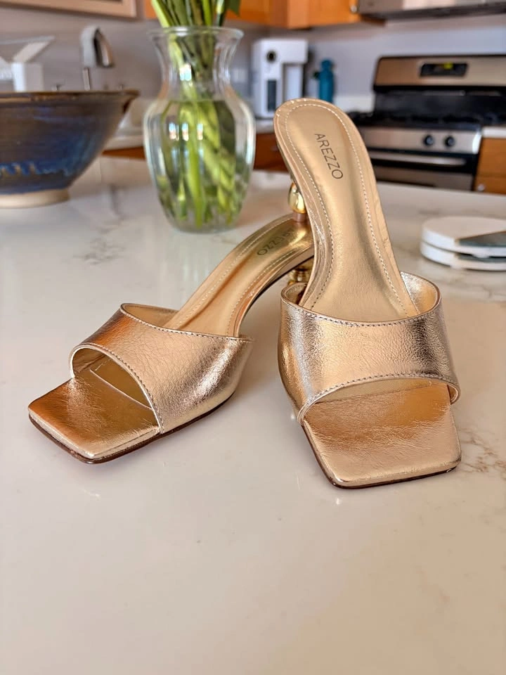 Arezzo Gold Metallic Women's Mules