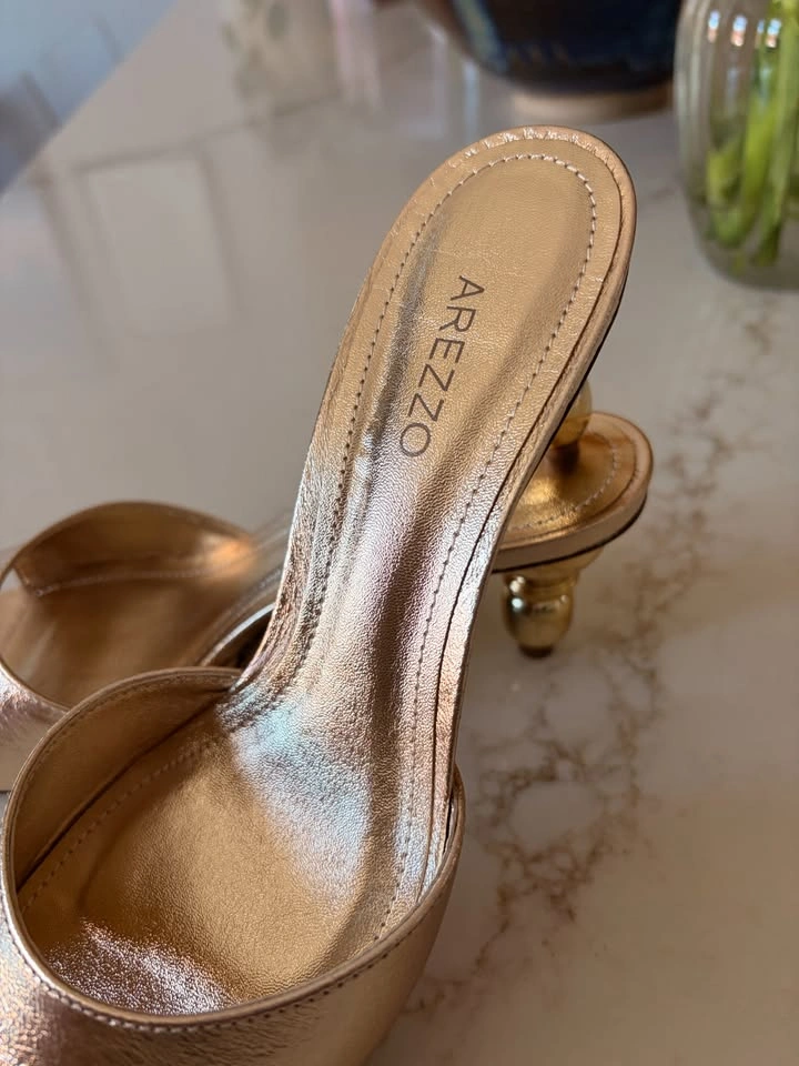 Arezzo Gold Metallic Women's Mules - photo 2