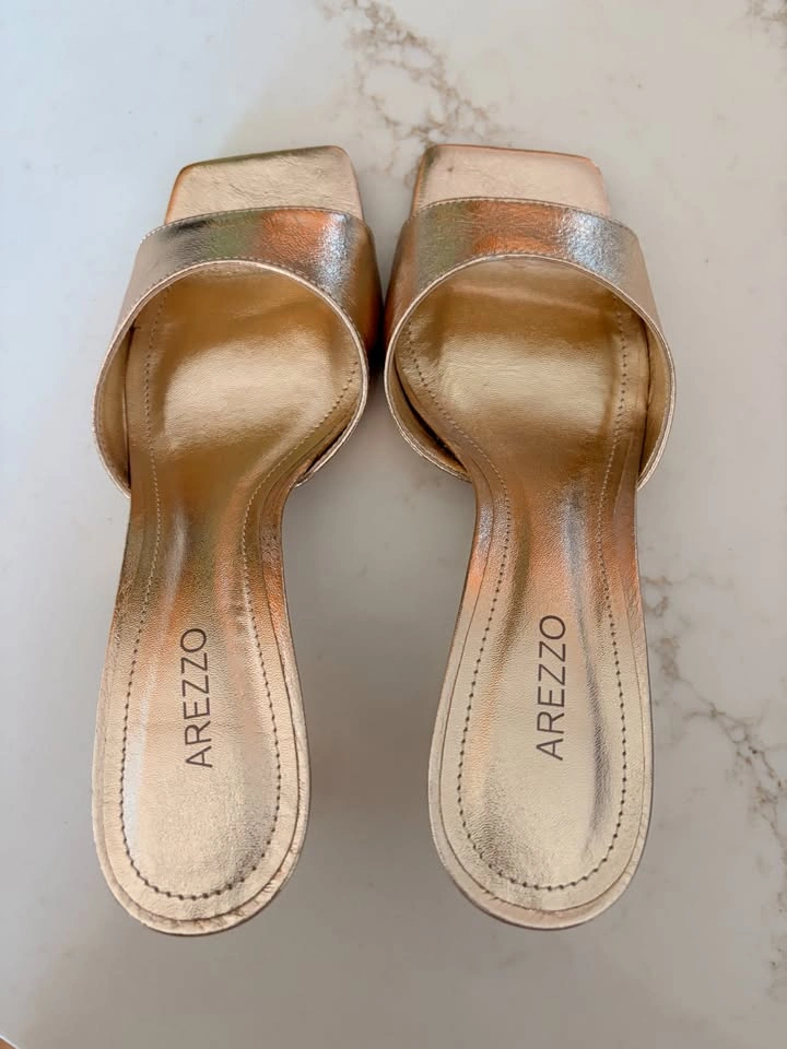Arezzo Gold Metallic Women's Mules - photo 3