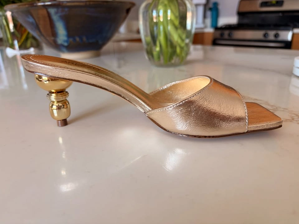 Arezzo Gold Metallic Women's Mules - photo 5