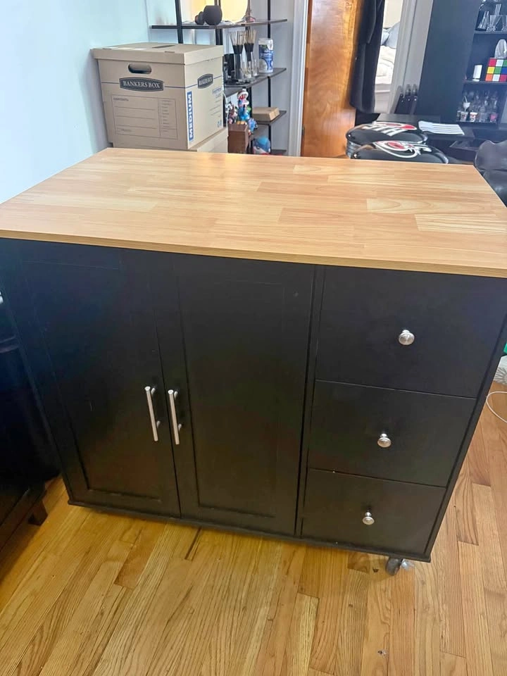 Rolling Storage Island with Folding Drop Leaf