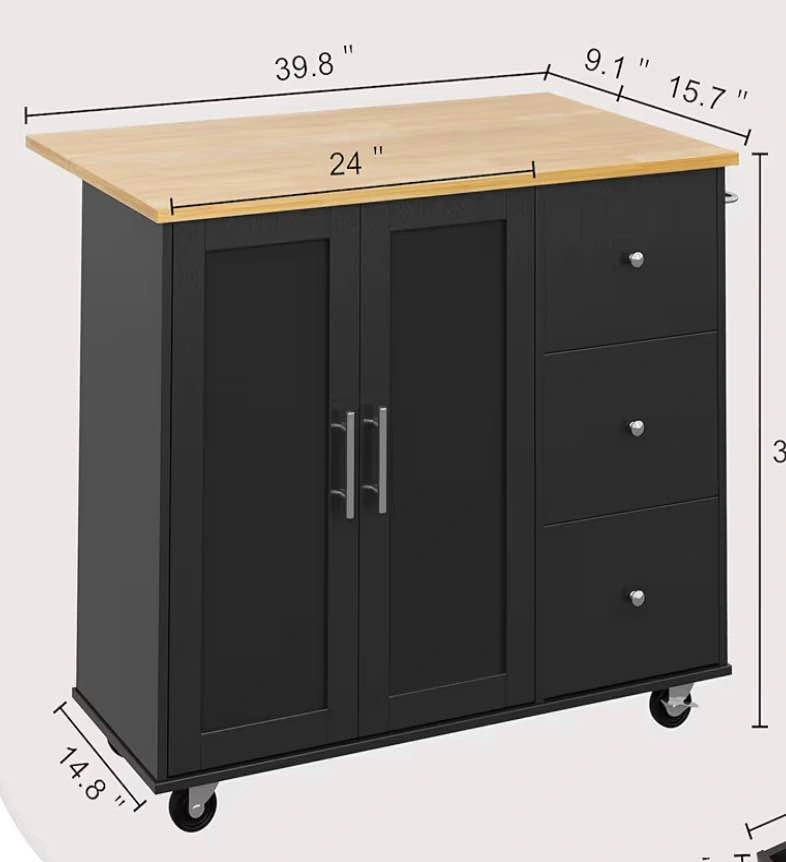 Rolling Storage Island with Folding Drop Leaf - photo 2
