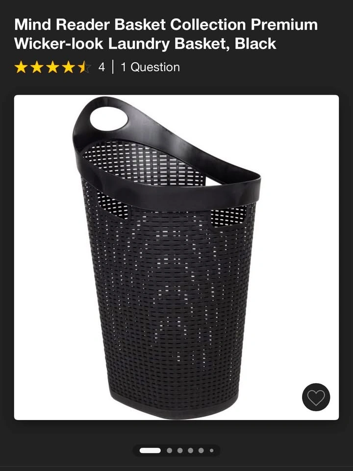 Black Rolling Hamper / Laundry Basket - photo 2