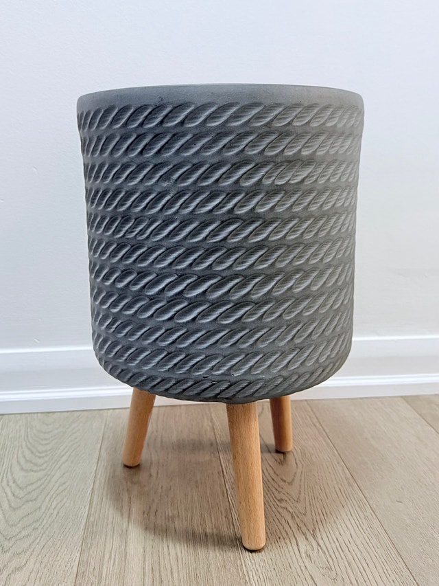 Stylish Grey Planter on Legs, D27 H47 cm