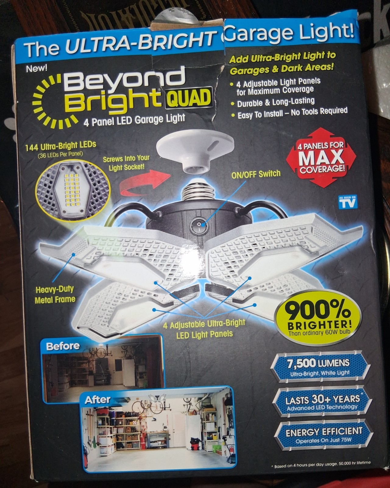Beyond Bright QUAD 4-Panel Adjustable LED Garage Light
