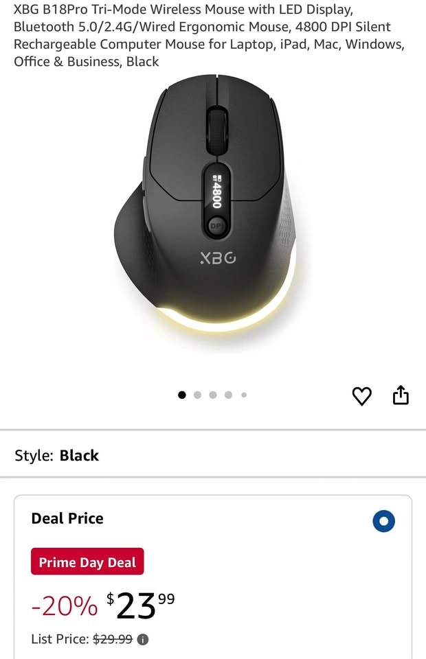 Tri-Mode Wireless Mouse with LED Display