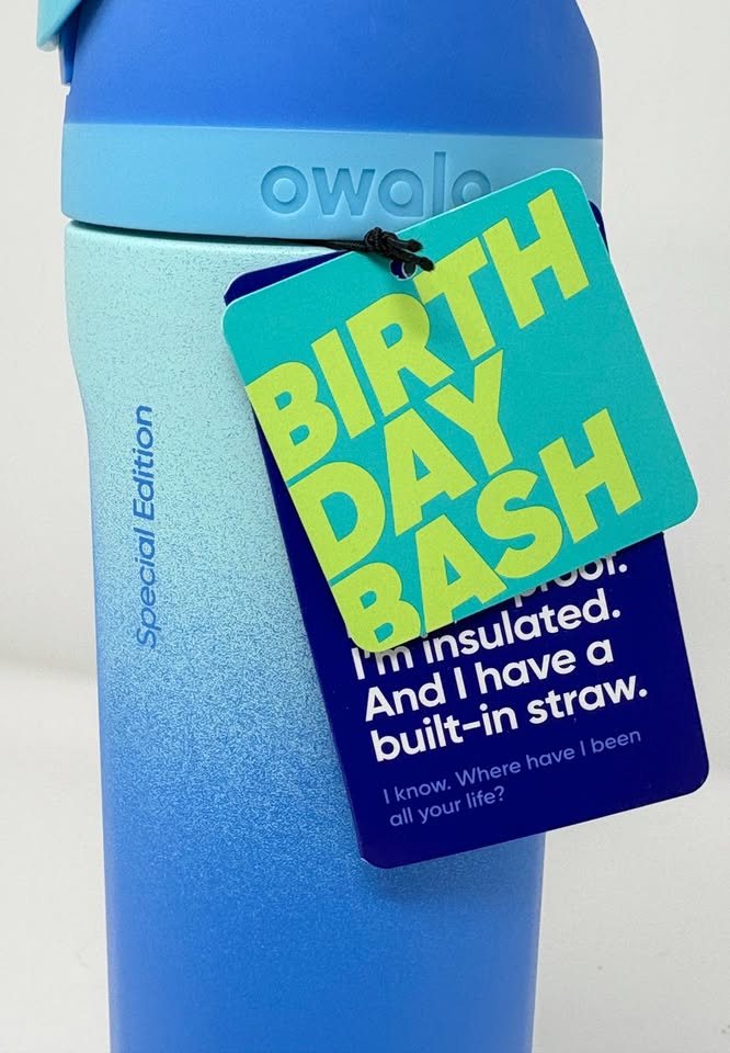 Owala 24oz Water Bottle Birthday Bash Sky’s The Limit - Blue New - photo 2