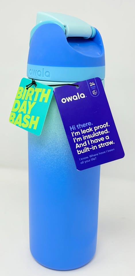 Owala 24oz Water Bottle Birthday Bash Sky’s The Limit - Blue New - photo 3