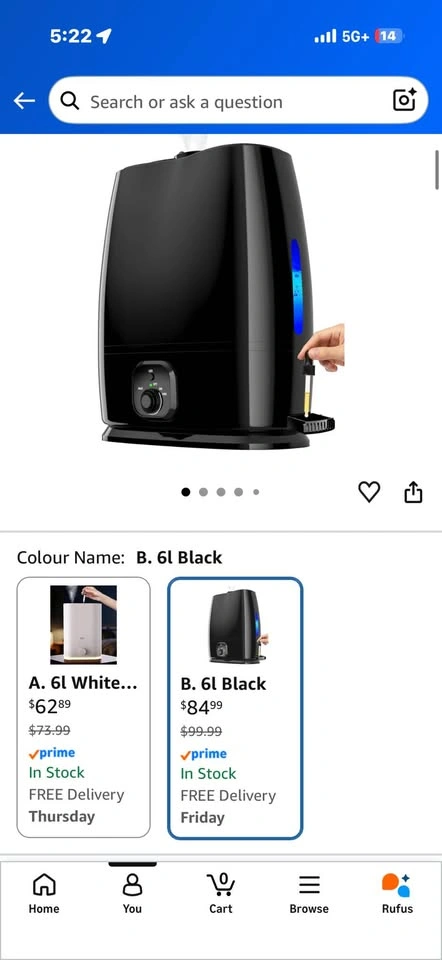 6L Ultrasonic Humidifier - Black - photo 2