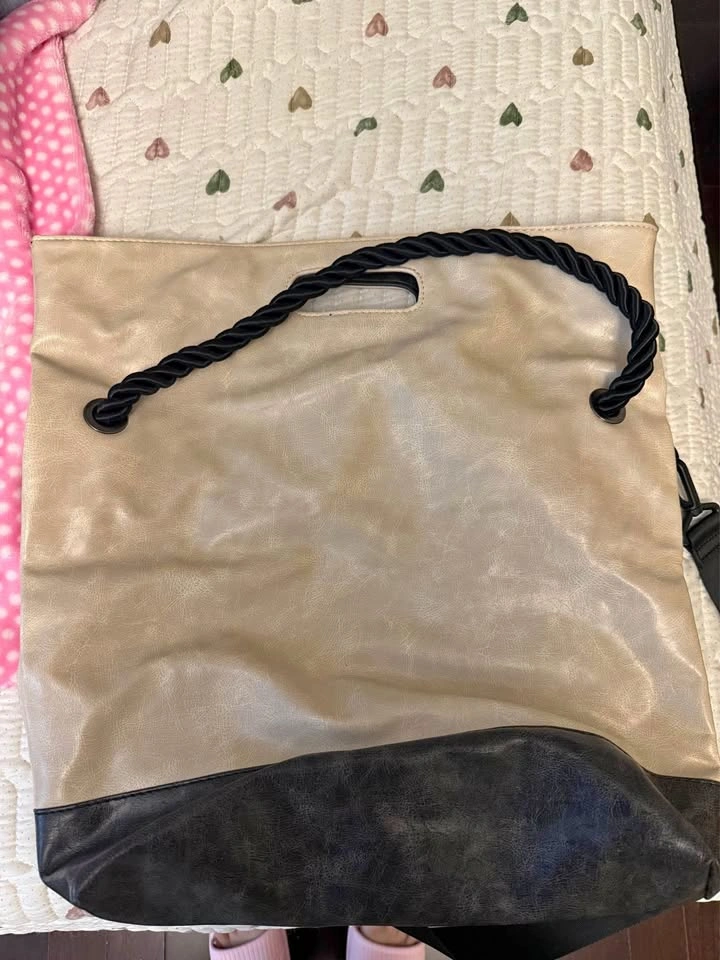 2-Tone Large Tote Crossbody Bag