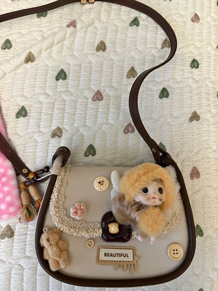 NWT Handmade Angel Doll Saddle Shoulder Bag, Vintage Lace Cute P