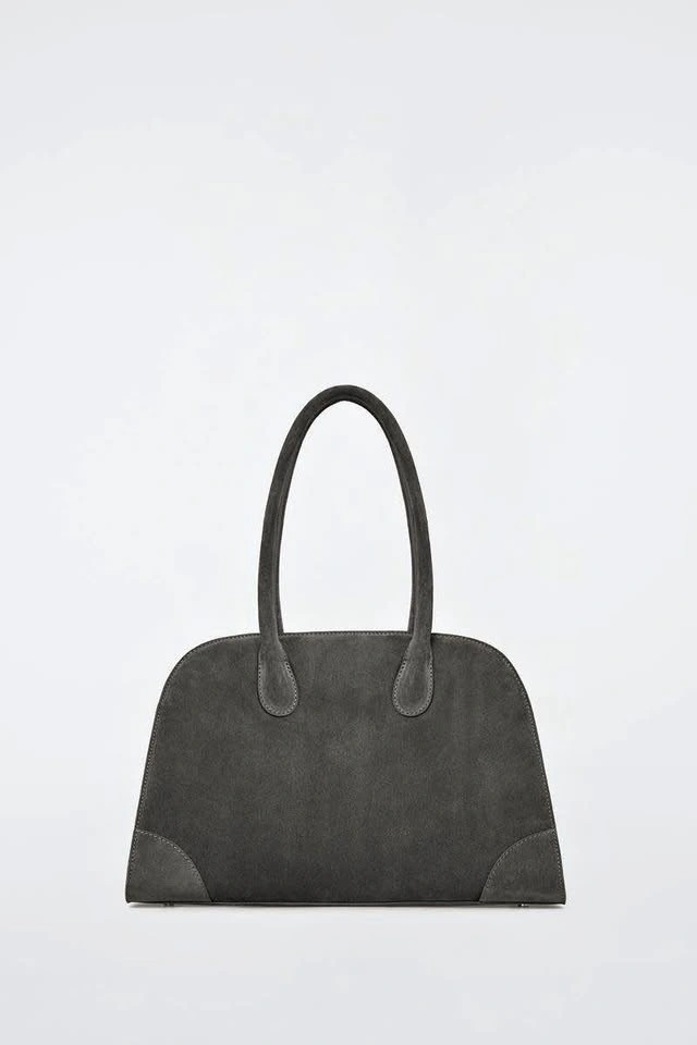 COS Small Studio Grey Suede Bowling Handbag