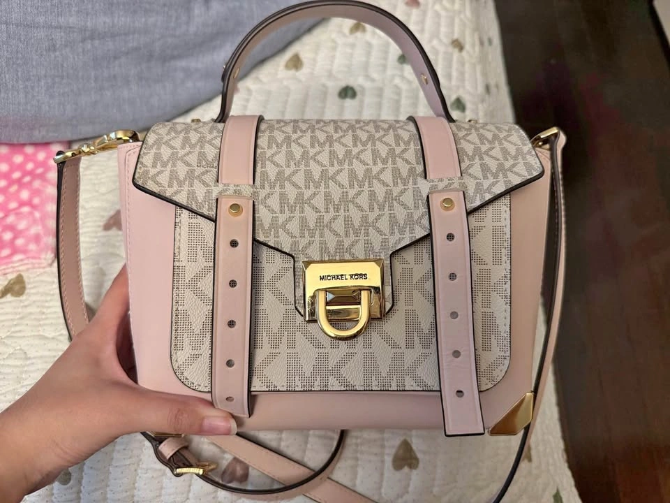 Michael Kors Pink Logo Satchel Crossbody Bag Worn Once