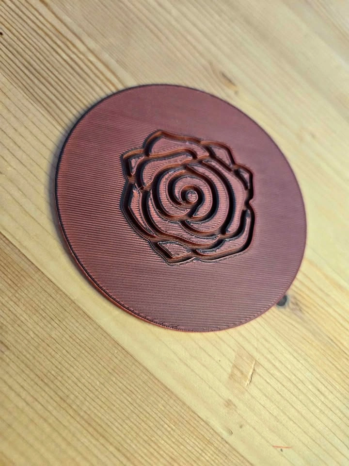 3D Printed Rose Coaster – Red/Black Marble – Drink Coaster