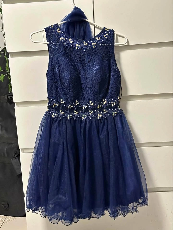 Girl's Dark Blue Sequin Dress