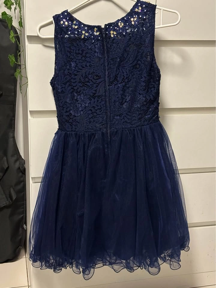 Girl's Dark Blue Sequin Dress - photo 2