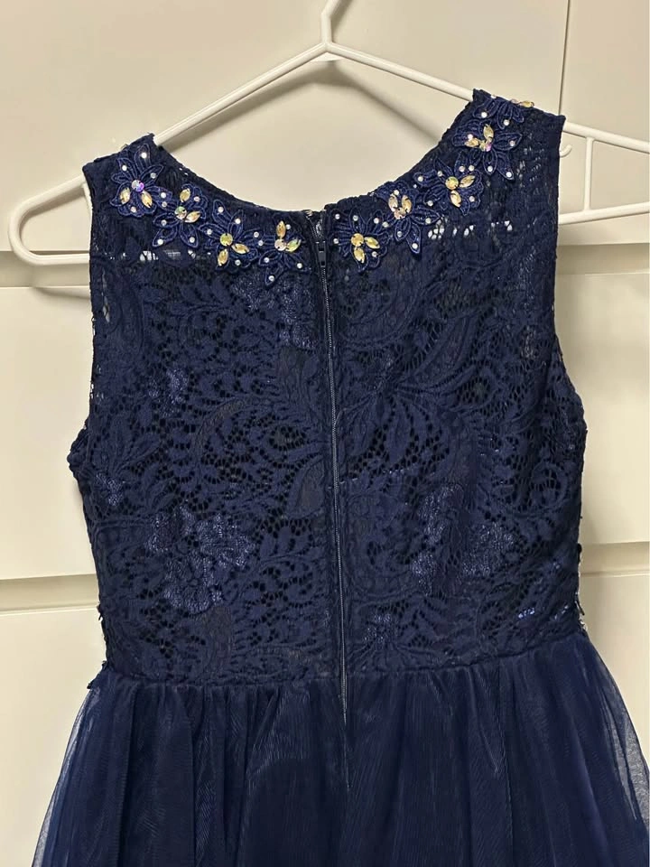 Girl's Dark Blue Sequin Dress - photo 4