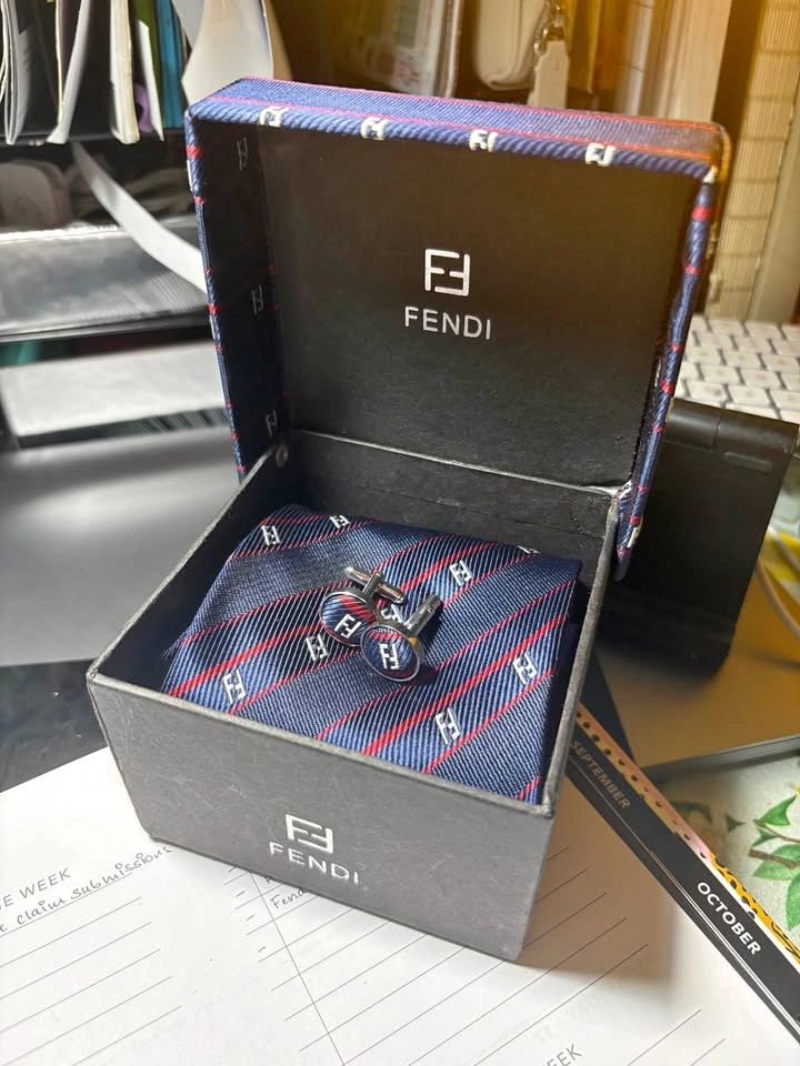 Fendi Silk Tie & Matching Cufflink Set – $250
